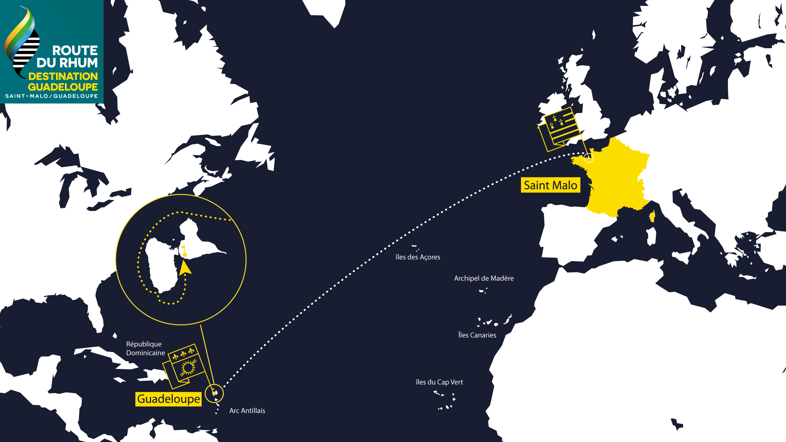 Map of the 2026 Route du Rhum route